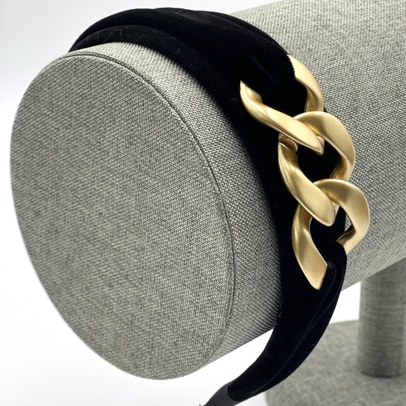 New Red Handmade Velvet Gold Chain Elegant Glamorous comfy bendable Headband - Picture 6 of 12